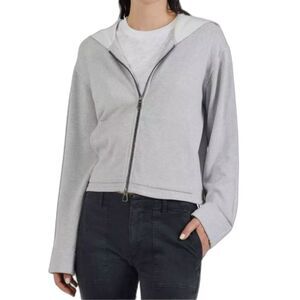 ATM Cashmere Sweatshirt Jacket Hooded Gray Zip Up Womens XS 0 2 $450 MSRP